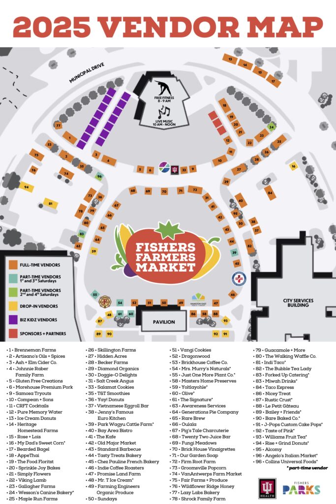 2025 Fishers Farmers Market vendor map